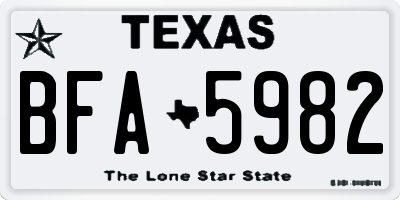 TX license plate BFA5982