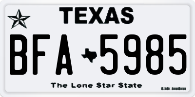 TX license plate BFA5985