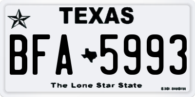 TX license plate BFA5993