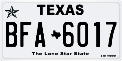 TX license plate BFA6017