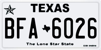 TX license plate BFA6026