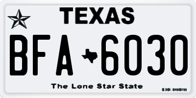 TX license plate BFA6030