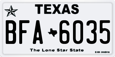 TX license plate BFA6035