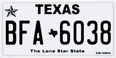 TX license plate BFA6038