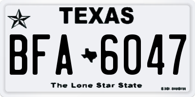 TX license plate BFA6047