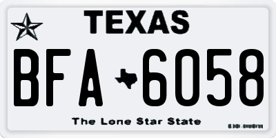 TX license plate BFA6058