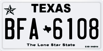 TX license plate BFA6108