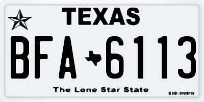 TX license plate BFA6113