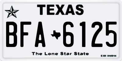 TX license plate BFA6125