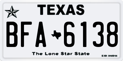 TX license plate BFA6138