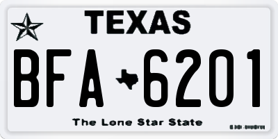 TX license plate BFA6201