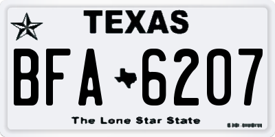TX license plate BFA6207