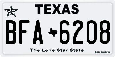 TX license plate BFA6208