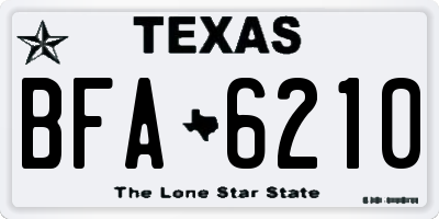 TX license plate BFA6210