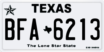 TX license plate BFA6213