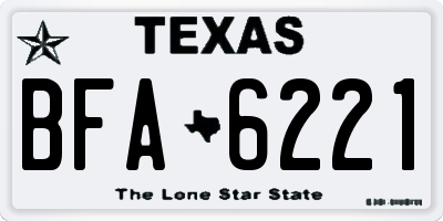 TX license plate BFA6221
