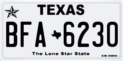TX license plate BFA6230