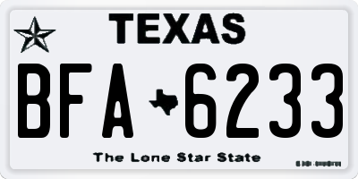 TX license plate BFA6233