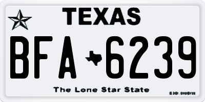 TX license plate BFA6239