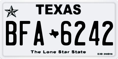TX license plate BFA6242