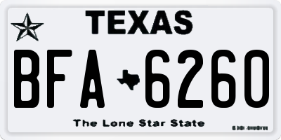 TX license plate BFA6260