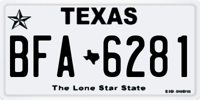 TX license plate BFA6281