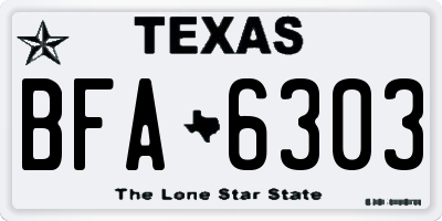 TX license plate BFA6303
