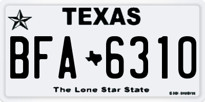 TX license plate BFA6310