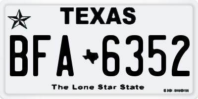 TX license plate BFA6352