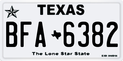TX license plate BFA6382