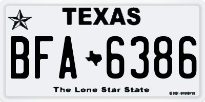 TX license plate BFA6386