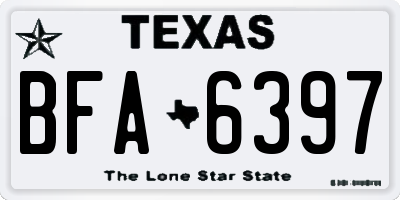 TX license plate BFA6397