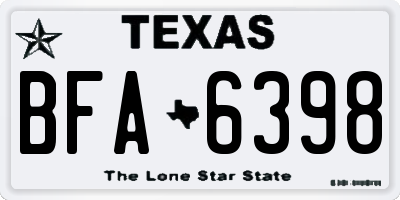 TX license plate BFA6398