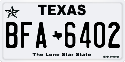 TX license plate BFA6402