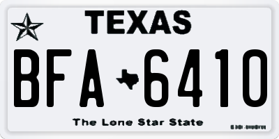 TX license plate BFA6410