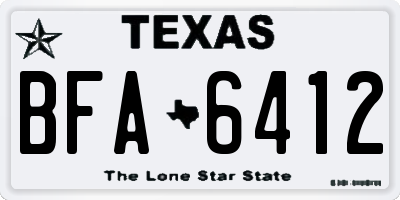 TX license plate BFA6412