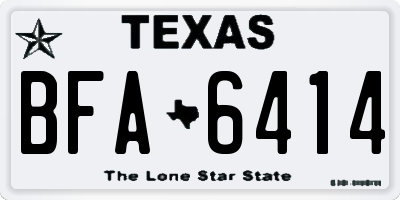 TX license plate BFA6414