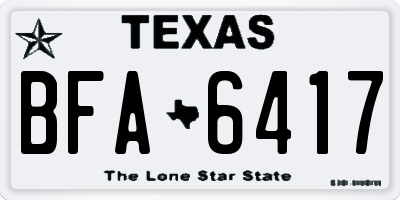 TX license plate BFA6417