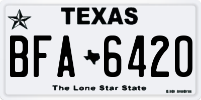 TX license plate BFA6420