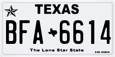 TX license plate BFA6614