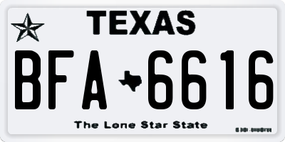 TX license plate BFA6616