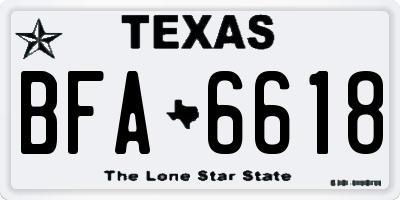 TX license plate BFA6618