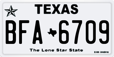 TX license plate BFA6709