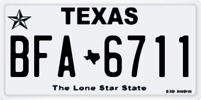 TX license plate BFA6711