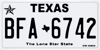 TX license plate BFA6742