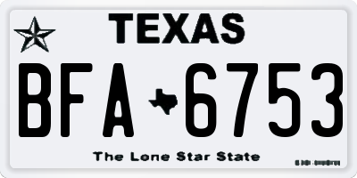 TX license plate BFA6753