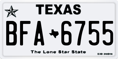 TX license plate BFA6755
