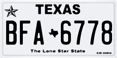 TX license plate BFA6778