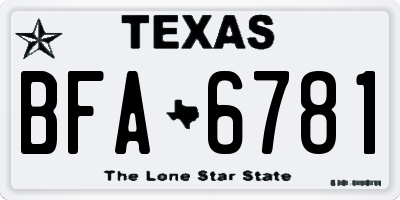 TX license plate BFA6781