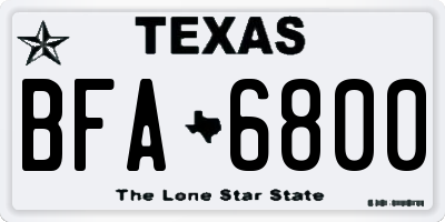 TX license plate BFA6800